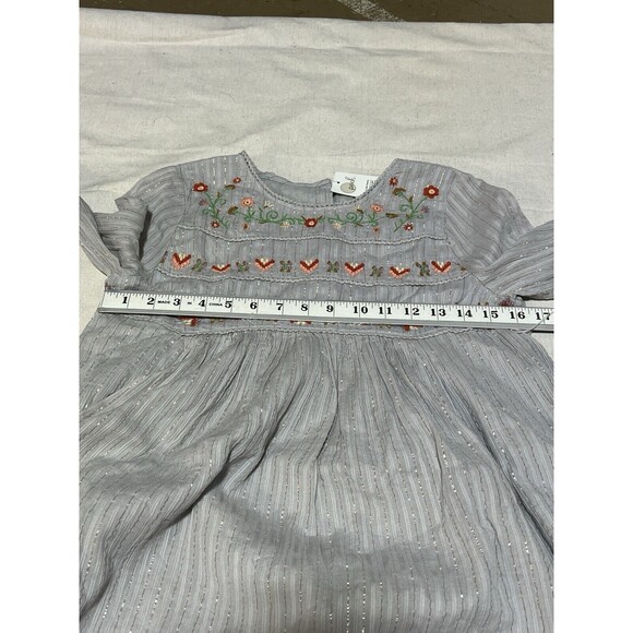 Peek Shiloh‎ Grey Embroidered Long Sleeve Knee Length Dress Sz. 12 NWT - Picture 3 of 6